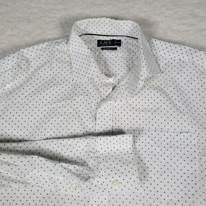 Lauren Ralph Lauren Dress Shirt Mens 16.5 34/35 White Polka Dot Classic Fit